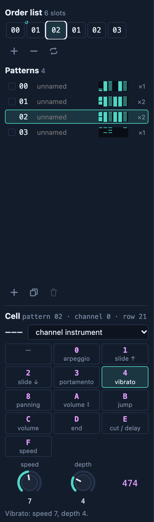 The cell editor: a vibrato and its knobs