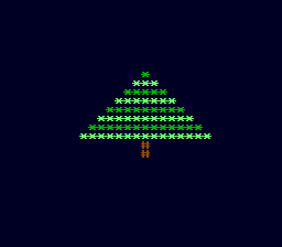 Écran de la PC Engine : un sapin d'étoiles vertes et son tronc