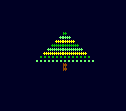 Écran de la PC Engine : le sapin aux lignes vert, vert clair et jaune