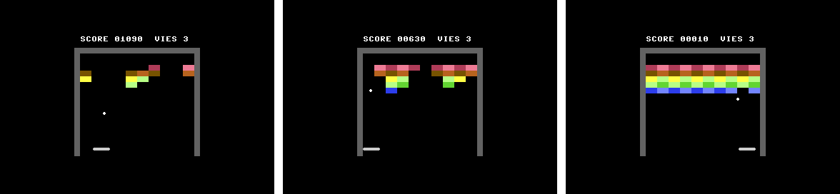 Trois parties de la démo sur C64 au même instant