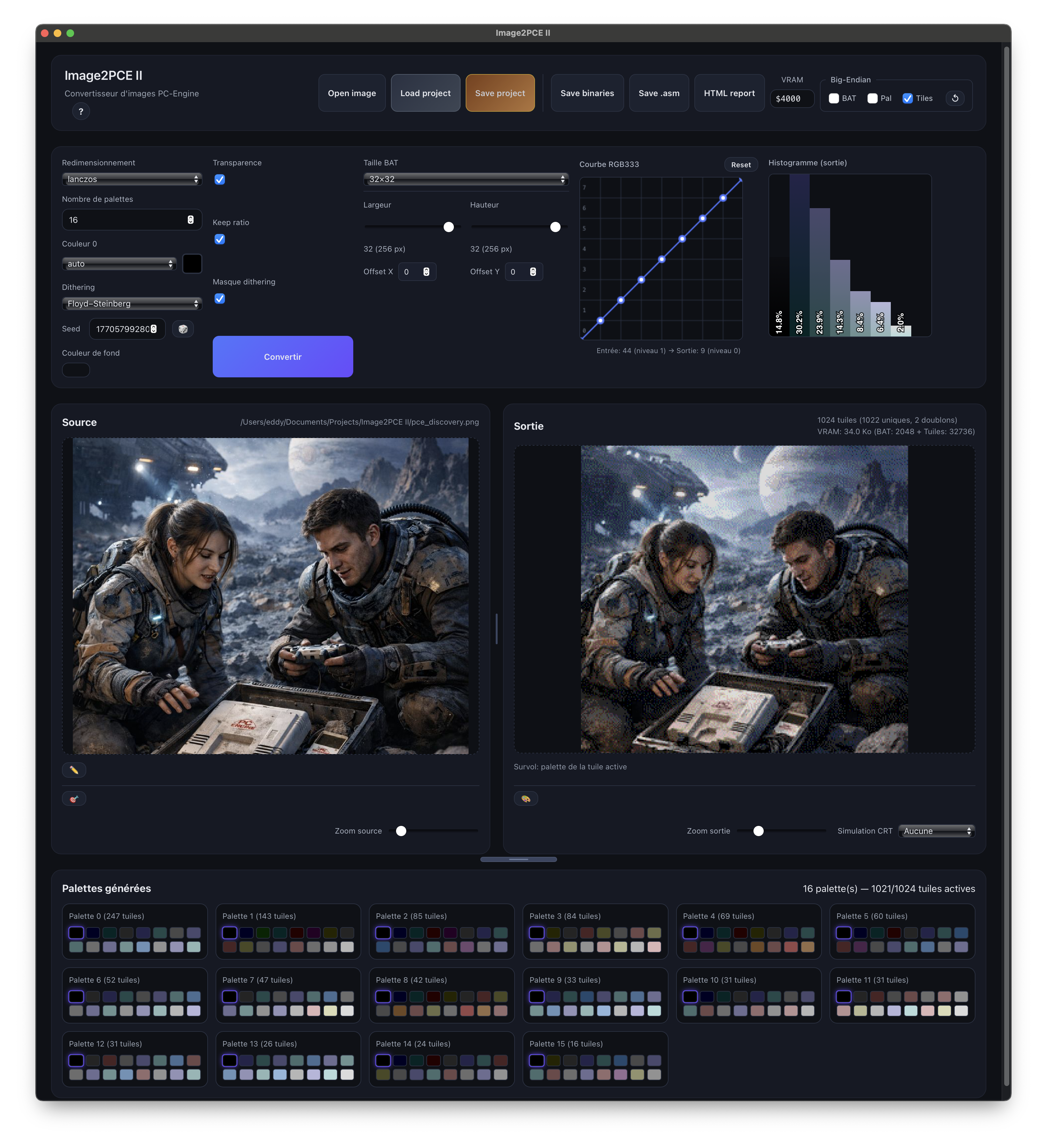 Screenshot de l'application Image2PCE